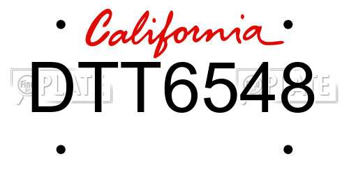 DTT6548 California License Plate