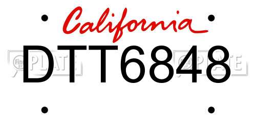 DTT6848 California License Plate