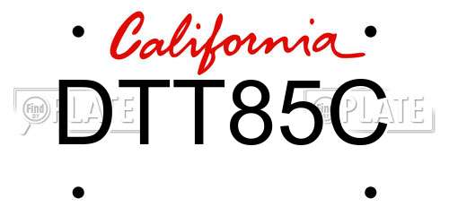 DTT85C California License Plate
