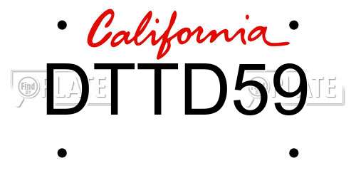 DTTD59 California License Plate