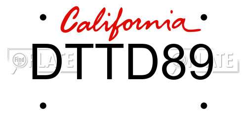 DTTD89 California License Plate