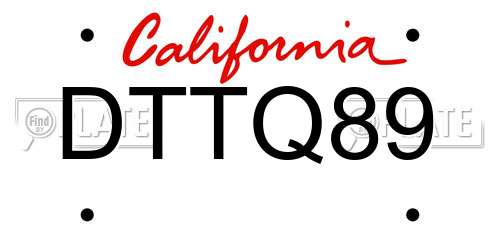 DTTQ89 California License Plate