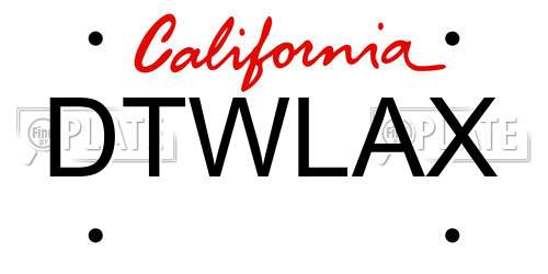 DTWLAX California License Plate
