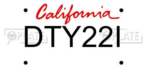 DTY22I California License Plate