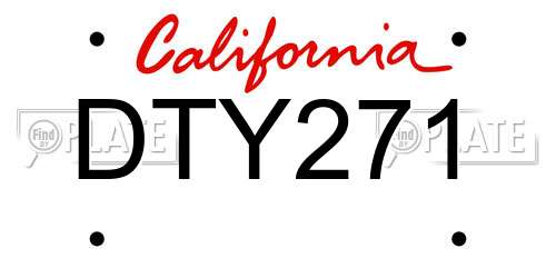 DTY271 California License Plate
