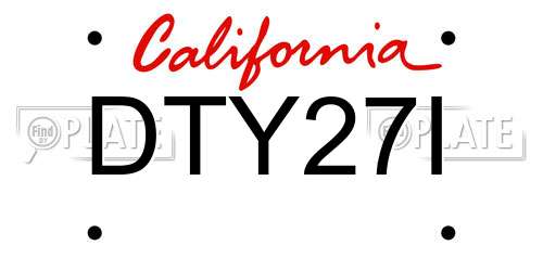 DTY27I California License Plate