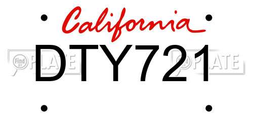 DTY721 California License Plate