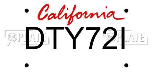 DTY72I California License Plate