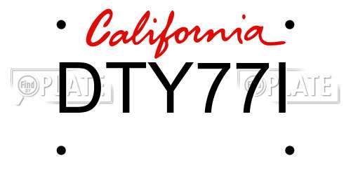 DTY77I California License Plate
