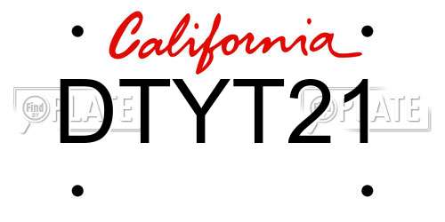 DTYT21 California License Plate