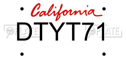 DTYT71 California License Plate