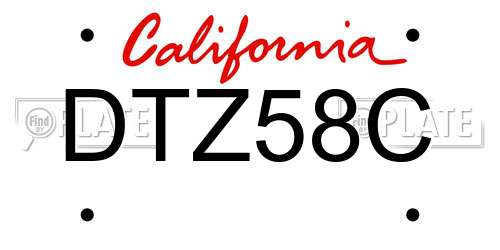 DTZ58C California License Plate