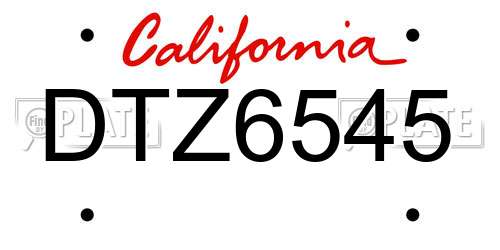 DTZ6545 California License Plate