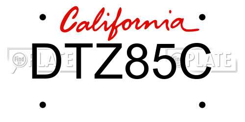 DTZ85C California License Plate