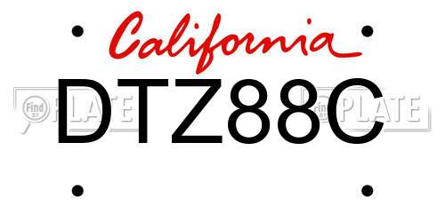 DTZ88C California License Plate
