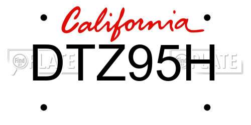 DTZ95H California License Plate