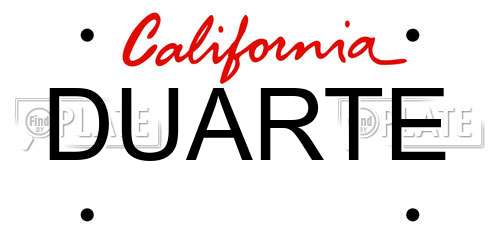 DUARTE California License Plate