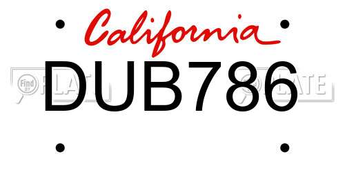 DUB786 California License Plate