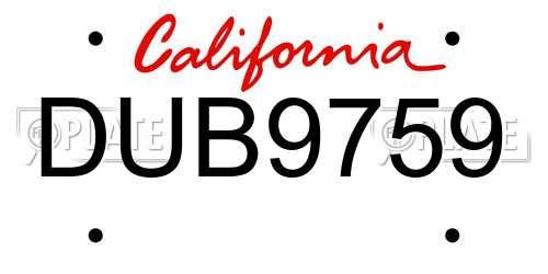 DUB9759 California License Plate