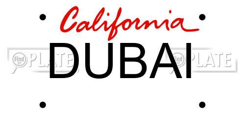 DUBAI California License Plate