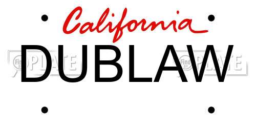 DUBLAW California License Plate