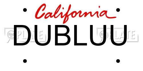 DUBLUU California License Plate
