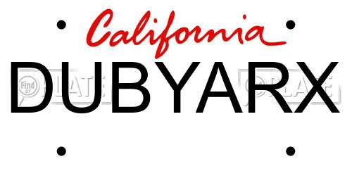 DUBYARX California License Plate