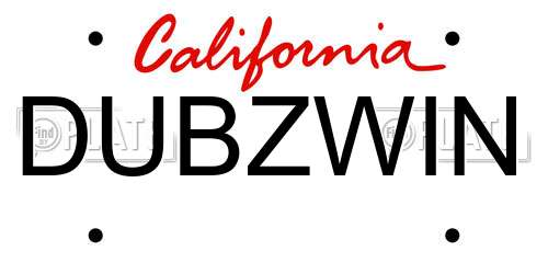 DUBZWIN California License Plate