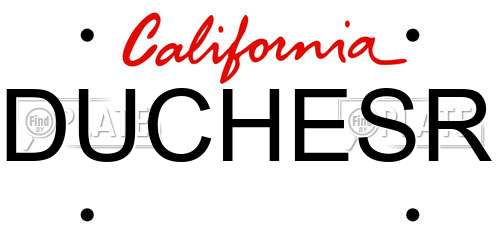 DUCHESR California License Plate