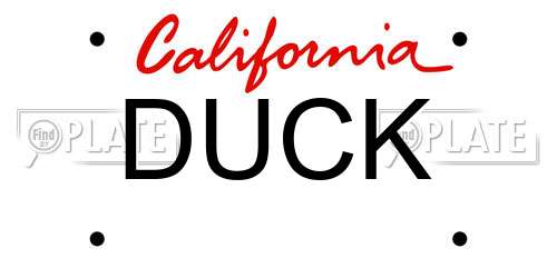 DUCK California License Plate
