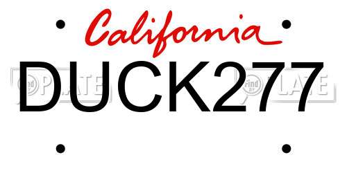DUCK277 California License Plate