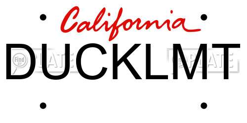 DUCKLMT California License Plate