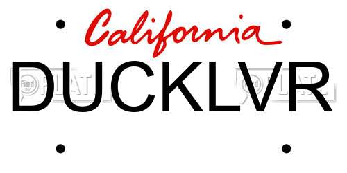 DUCKLVR California License Plate
