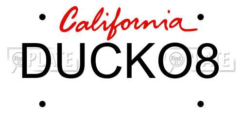 DUCKO8 California License Plate