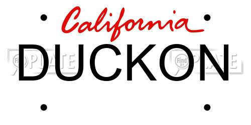 DUCKON California License Plate
