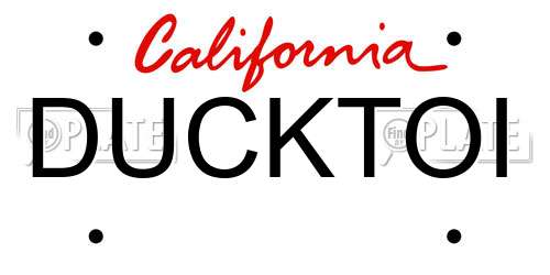 DUCKTOI California License Plate