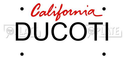 DUCOTI California License Plate