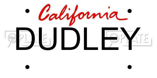 DUDLEY California License Plate