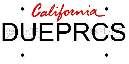 DUEPRCS California License Plate