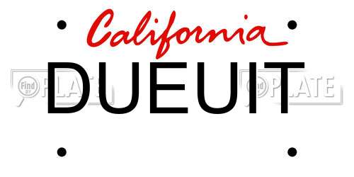 DUEUIT California License Plate