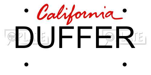 DUFFER California License Plate