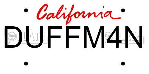 DUFFM4N California License Plate