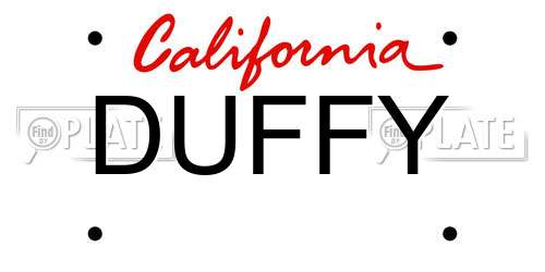 DUFFY California License Plate