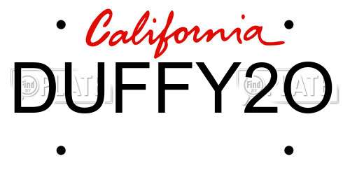 DUFFY2O California License Plate