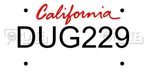 DUG229 California License Plate