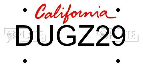 DUGZ29 California License Plate