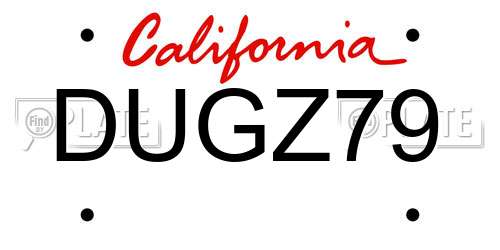 DUGZ79 California License Plate