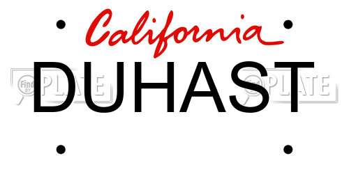 DUHAST California License Plate