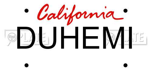 DUHEMI California License Plate