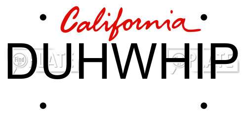DUHWHIP California License Plate